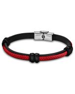 Herren Leder Armband LS1829-2/9 Lotus Style schwarz rot