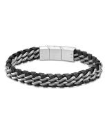 Lotus Style Leder Armband Edelstahl schwarz silber LS2147-2/2