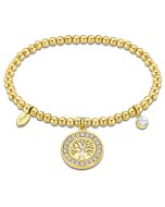 Lotus Style Kugel Armband Lebensbaum golden dehnbar LS2181-2/5