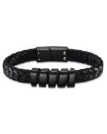 Lotus Style Herren Lederarmband schwarz matt LS2207-2/2