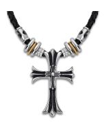 Lotus Style Leder Halskette LS1563-1/2 Marc Marquez Anhänger schwarz silbern