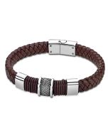 Lotus Style Herren Leder Armband LS1380-2/1 braun Zopfmuster geflochten