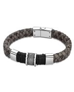 Lotus Style Herren Leder Armband LS1380-2/1 braun Zopfmuster geflochten