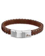 Lotus Style Herren Leder Armband LS1380-2/1 braun Zopfmuster geflochten