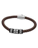 Lotus Style Herren Leder Armband LS1380-2/1 braun Zopfmuster geflochten