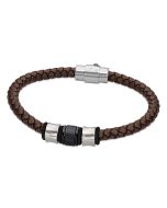 Lotus Style Herren Leder Armband LS1380-2/1 braun Zopfmuster geflochten