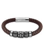 Lotus Style Herren Leder Armband LS1380-2/1 braun Zopfmuster geflochten