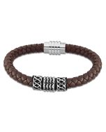 Lotus Style Herren Leder Armband LS1380-2/1 braun Zopfmuster geflochten