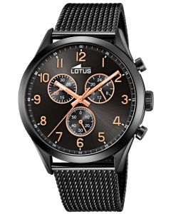 Lotus Herren Armbanduhr silber schwarz 18117/2 Edelstahl Mesharmband