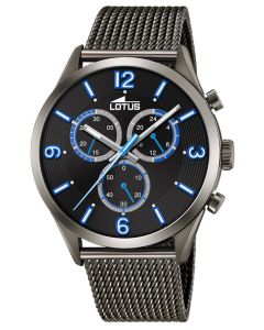 Lotus Herren Armbanduhr silber schwarz 18117/2 Edelstahl Mesharmband