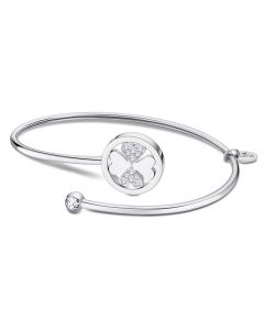 Armreif offen Lotus Style Armband Kleeblatt silberfarbig Strass LS2169-2/1