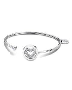 Armspange Armreif offen Lotus Style Armband Herz Strass LS2182-2/1