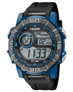 Calypso Digital Herrenuhr Armbanduhr schwarz blau K5818/3