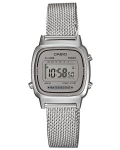 Casio Retro Damen Uhr LA670WEA-7EF Digitaluhr silber grau