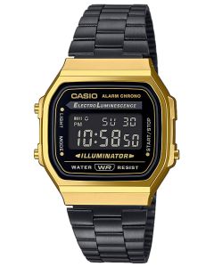 Casio Digitaluhr Retro A168WEGB-1BEF Collection schwarz golden