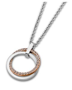 Damen Halskette Lotus Style LS1675-1/1 Edelstahl Kreuz Anhänger silbern Strass