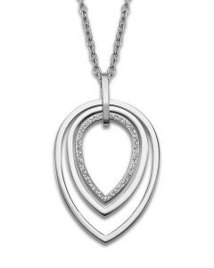 Damen Halskette Lotus Style LS1675-1/1 Edelstahl Kreuz Anhänger silbern Strass