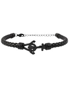 Akzent Lederarmband geflochten grau Armband Magnetverschluss 16 cm
