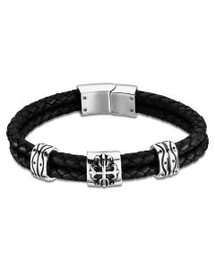 Lotus Style Herren Leder Armband LS1380-2/1 braun Zopfmuster geflochten