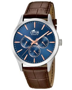 Lotus Herrenuhr 15974/1 Armbanduhr silber braun Lederarmband Chronograph