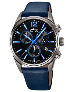 Lotus Herren Armbanduhr Lederband blau Chronograph 18683/6