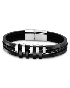 Lotus Style Urban Lederarmband schwarz dreireihig Armband LS1838-2/1