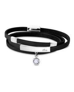 Leder Armband Lotus Style LS1961-2/3 Wickelarmband schwarz mit Strass