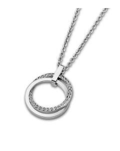 Damen Halskette Lotus Style LS1675-1/1 Edelstahl Kreuz Anhänger silbern Strass