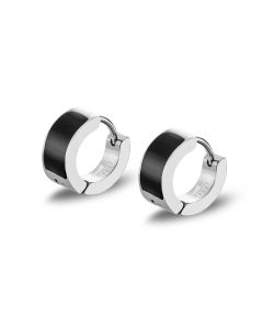 Lotus Style Herren Clapp-Creolen Edelstahl schwarz silber Ohrringe LS2153-4/1