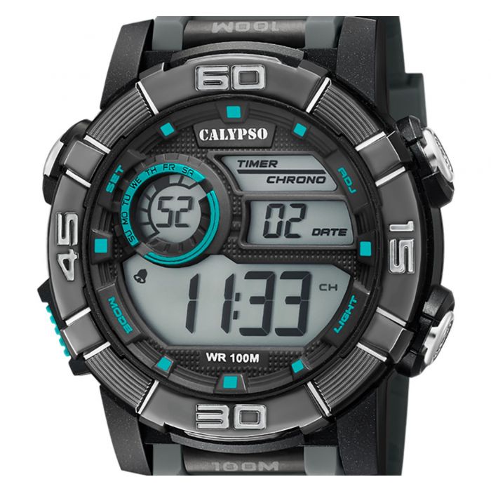 Herrenuhr sportliche Calypso Digital Armbanduhr grau K5818/1