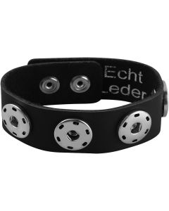 Cham Cham Echt-Lederarmband schwarz für Metall-Druckknöpfe