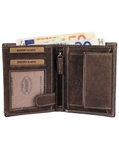 Geldbörse Leder Herren-Portemonnaie schwarz Akzent Hochformat 10 x 12 cm