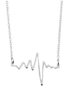 Edelstahl Halskette Gläsender Stein Anhänger  70 cm Kette silber-farbig