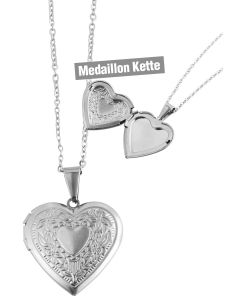 Edelstahl Halskette Gläsender Stein Anhänger  70 cm Kette silber-farbig