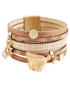 Damen Armband 19 cm braun golden Magentschließe