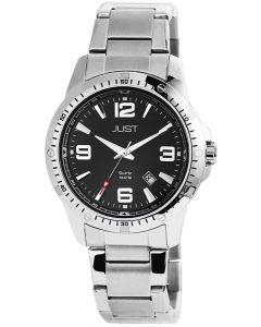Just Herrenuhr Armbanduhr 48-S3455-BK-OR Edelstahl Uhr Datum silber orange