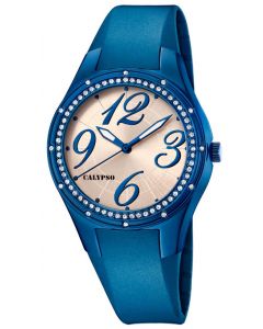 Calypso by Festina Uhr Mädchen- Damenuhr K5582/2 weiß pink Kautschuk-Armband Analog Uhr