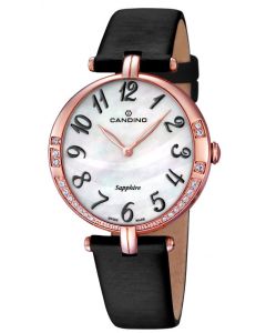 Candino Damen Armbanduhr C4602/2 Leder/Textilband weiß Strass