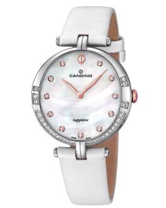 Candino Damen Armbanduhr C4601/2 Leder/Textilband creme Strass