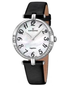 Candino Damen Armbanduhr C4601/4 Leder/Textilband schwarz Strass