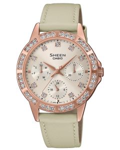 Casio SHEEN Damenuhr Armbanduhr Lederband SHE-3517PGL-9AUEF