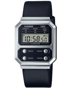 Casio Digitaluhr Armbanduhr Vintage A100WEL-1AEF Lederband