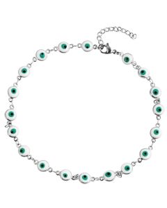 Fußkettchen Herz Strasskugel Schlüssel glänzend 23 cm + 5 cm Akzent