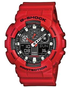 Casio Uhr G-Shock Oversized GA-100B-4AER rot Digital-Analog Uhr