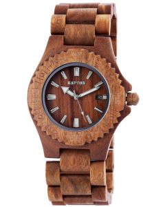 Damen Holz-Armbanduhr beige Raptor Uhr