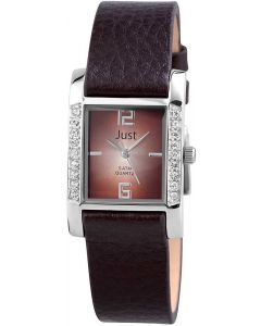 Just Damen Uhr braun Leder 48-S10106-BR Armbanduhr Strass