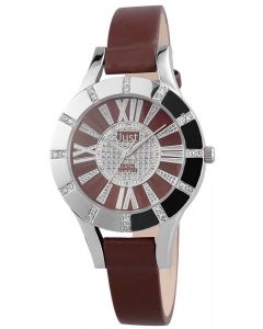 Just Damen Uhr Leder JU10059-002 Armbanduhr braun silber Strass