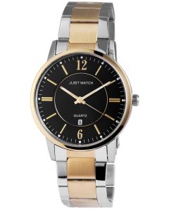Just Herrenuhr Armbanduhr 48-S3455-BK-OR Edelstahl Uhr Datum silber orange