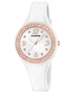 Damenuhr Calypso by Festina Damen Uhr K5575/1 weiß silber Strass Armbanduhr