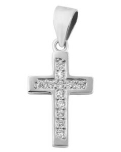 Kreuz Anhänger Silber 925er rhodiniert ohne Halskette Strass Kettenanhänger